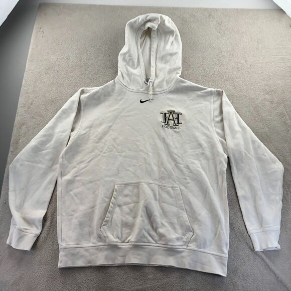 Nike Mens Hoodie Sweatshirt Large Pullover Athletic Football White Embroidered - Picture 10 of 11